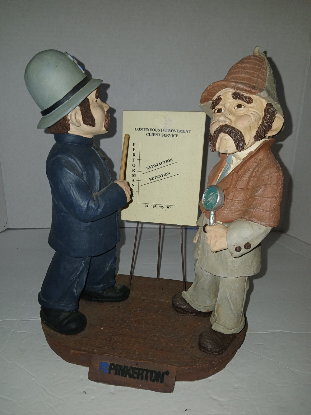 Pinkerton Detective Figurine Sculpture - Brown and Blue